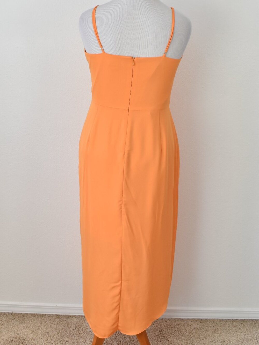 Gianni Bini Monique Ruffle Midi Dress Papaya Orange - 12 - Picture 6 of 9
